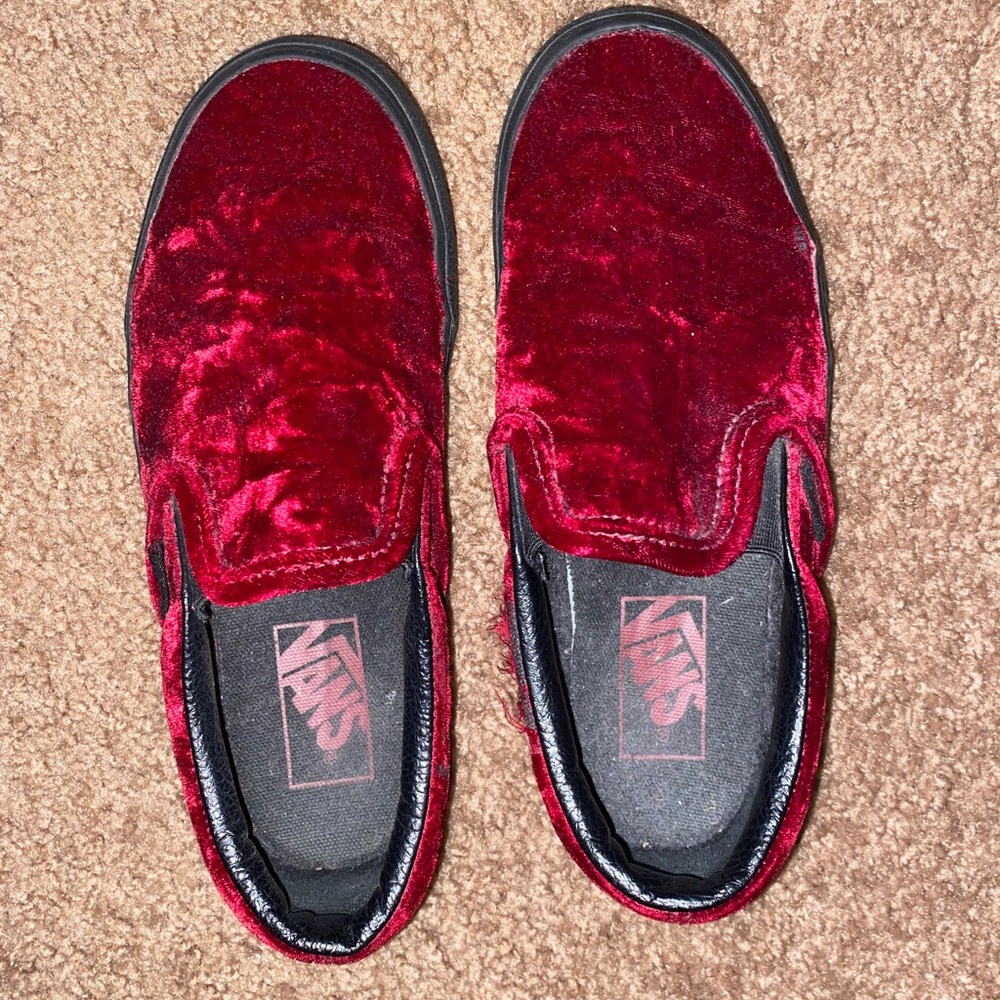 Red Velvet slip ons